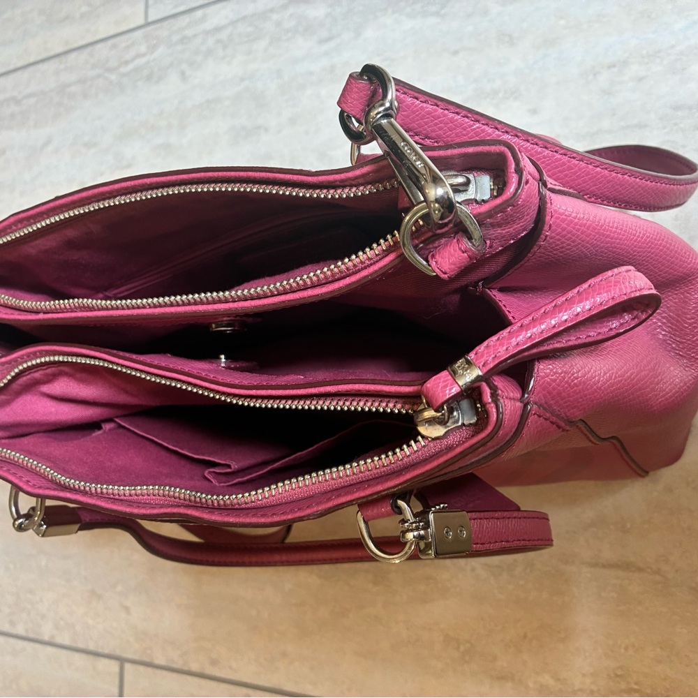 Coach Pink Crossgrain Leather Christie Satchel Bag - Picture 3 of 5